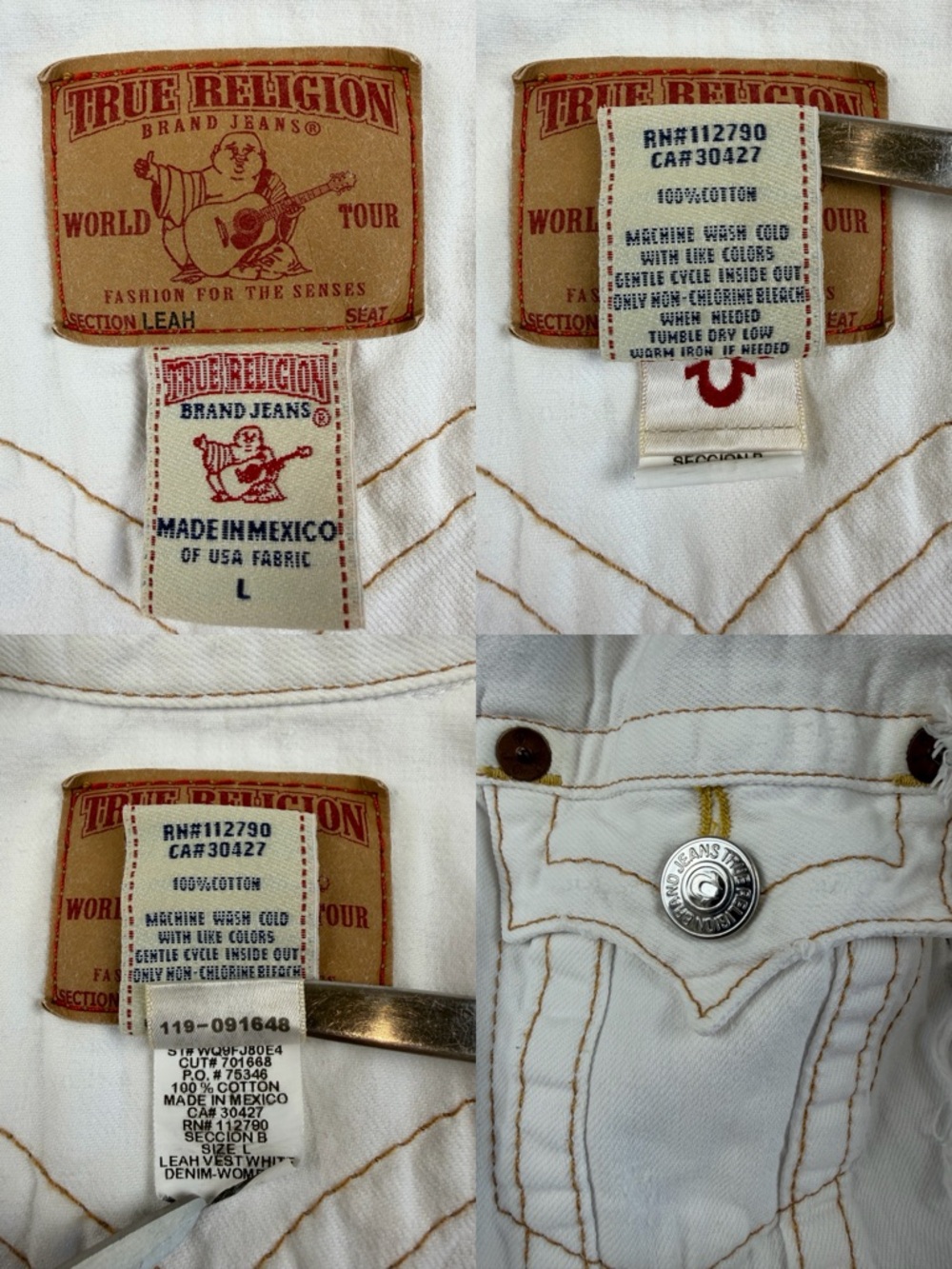 True Religion ‘Leah’ Rips Racerback Denim Vest ~ in White - Picture 14 of 15